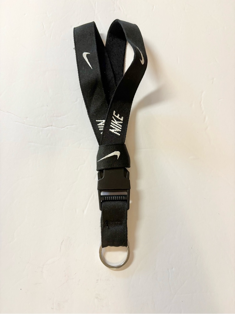 Nike Black and White Logo Lanyard with Key Ring